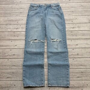 Garage Jeans Womens 3/26 Blue Light Wash Straight Leg Ripped Low Rise Distressed